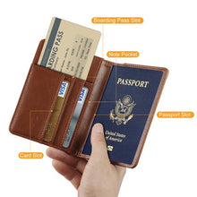Load image into Gallery viewer, Passport Holder Travel Wallet RFID Blocking Case Cover, EpicGadget Premium PU Leather Passport Holder Travel Wallet Cover RFID Blocking Case (Brown)
